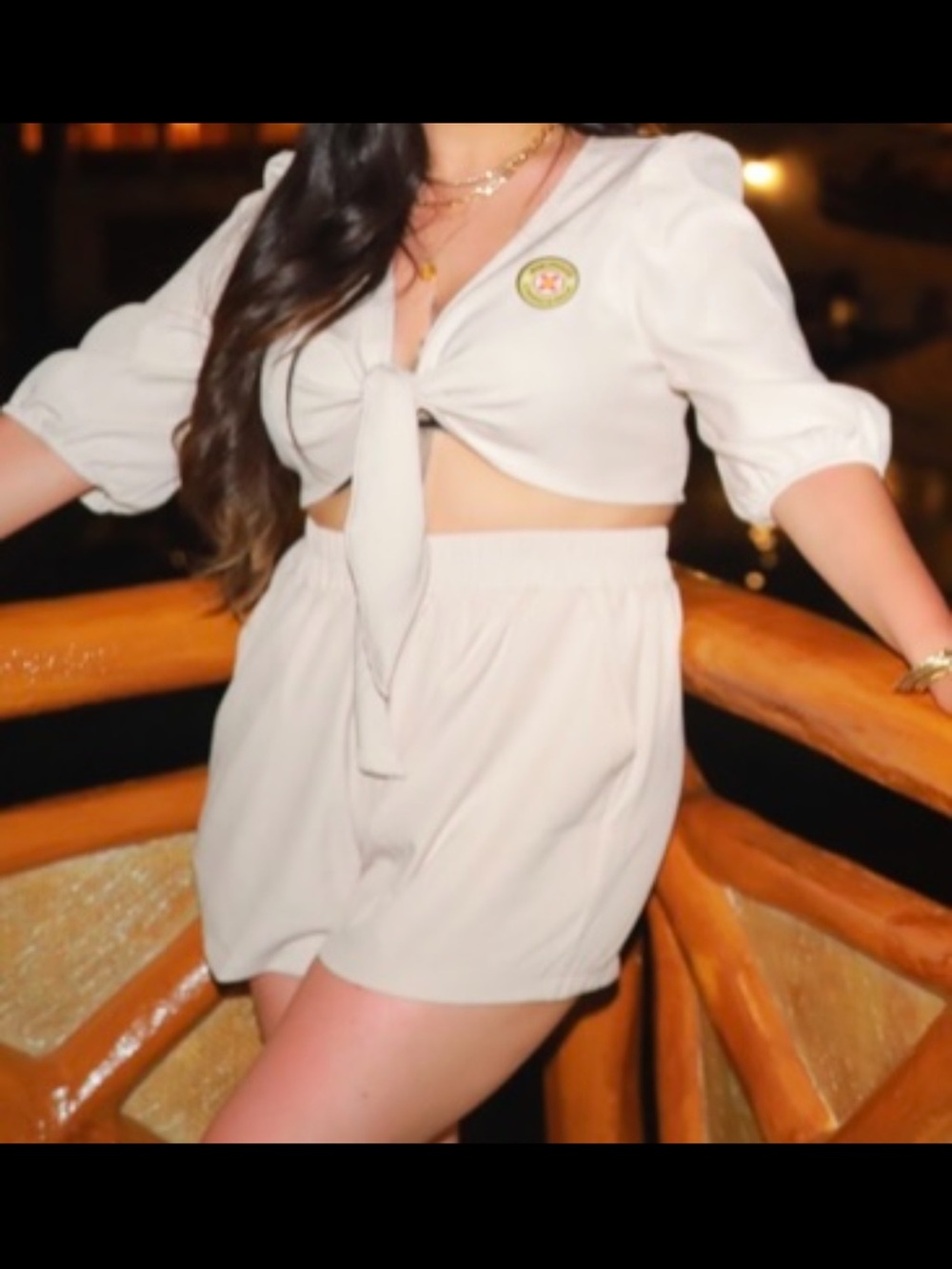 SHEIN Cream Tie-Front Romper